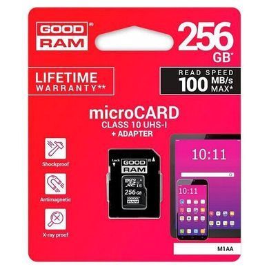 Goodram M1AA-2560R12 &mdash; Карта пам'яті microSDXC M1AA 256GB UHS-I Class 10 + SD-adapter 471091 фото