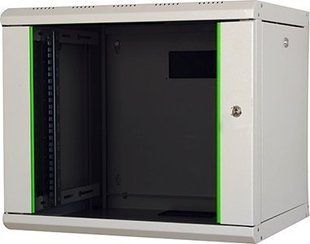 Шафа настінна Proline 19" 9U 600x600, двері скло, сірий Lande LN-PR09U6060-LG-111 687112 фото