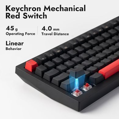 Lemokey X4-A1-UA &mdash; Клавіатура механічна X4 84Key, Keychron Red, USB-A, QMK/VIA, Hot-Swap, EN/UKR, Red led, чорний 1-67816 фото