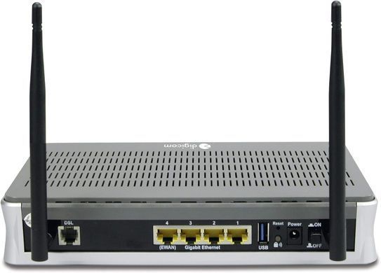 Роутер Digicom 8E4568 &mdash; Модем-маршрутизатор ADSL/3G/4G/Ethernet WAN 16VPN IPSec 802.11g 2.4/5 ГГц (Вітрина) 9-10265 фото