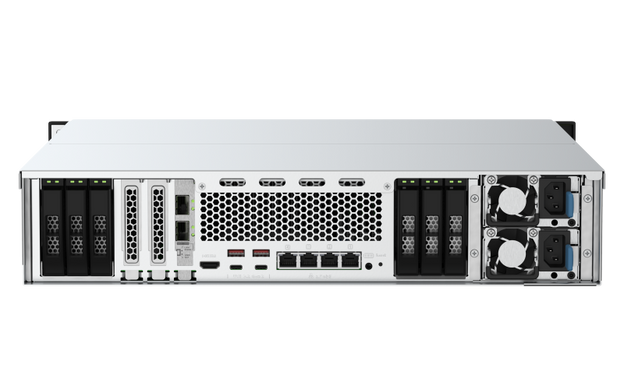 Сервер стійковий Intel Xeon W-1250 30x2.5" SATA HDD/SSD 32 ГБ DDR4 ECC 4x2.5 GbE 2x25 GbE 4xUSB 3.2 1xHDMI QNAP TS-H3088XU-RP-W1250-32G 710158 фото