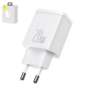 Baseus Compact CCXJ-B02 &mdash; Зарядний пристрій Quick Charge, USB тип-C, USB тип-A, 20 Вт, білий 1-34907 фото