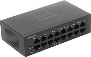 Мережевий комутатор Cisco SF110D-16HP-EU &mdash; Комутатор некерований Fast Ethernet PoE 654675 фото