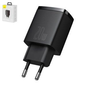 Baseus Compact CCXJ-B01 &mdash; Зарядний пристрій Quick Charge, USB тип-C, USB тип-A, 20 Вт, чорний 1-34908 фото