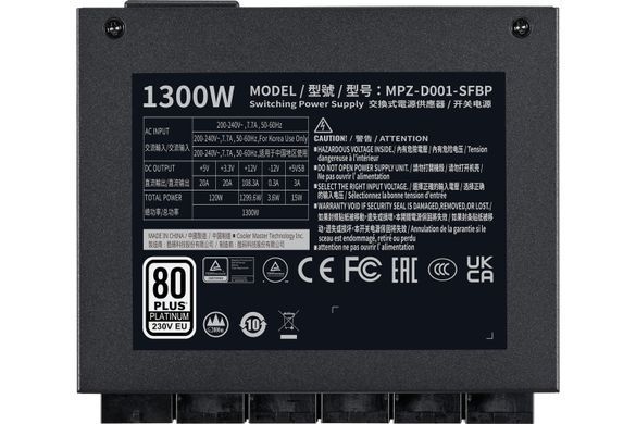 Cooler Master V SFX Platinum (MPZ-D001-SFBP-BEU) &mdash; Блок живлення, SFX, 1300 Вт, 20+4 pin, 80 PLUS Platinum, 8 SATA 1-52726 фото