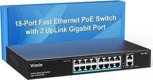 Сетевой коммутатор Vimin VM-FS1620P &mdash; Коммутатор неуправляемый 18 х FE PoE+ 250 Вт (Витрина) 9-13652 фото