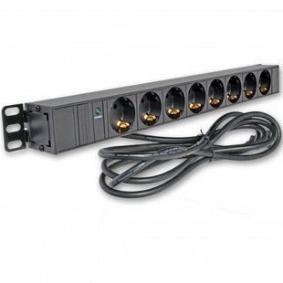 Фильтр сетевой 19&rdquo; 1U на 8 розеток Schuko 10А шнур UPS 3 м с индикатором Clever AUE2250D3-08LMCPMB 63852 фото