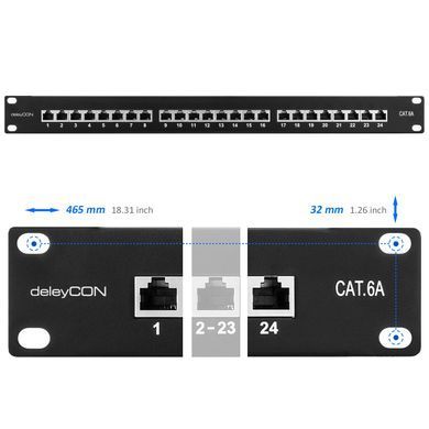 DeleyCON MK2270 &mdash; Патч-панель фіксована 19" 1U Cat. 6A на 24 порти 1-75959 фото
