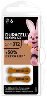 Duracell HA312 BL (5017067/5011449/5007516) &mdash; Батарейки Zinc-air 312 (PR41), 6 шт., блістер 1-31668 фото