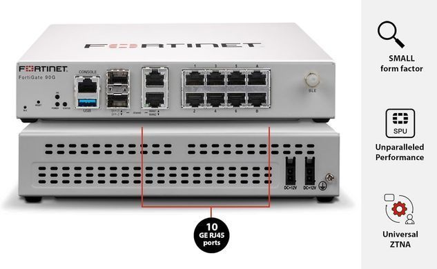 Межсетевой экран Fortinet FortiGate 90G (FG-90G-NFR) &mdash; Межсетевой экран (NGFW), SD-WAN и ZTNA, 8хGbE, 2хGbE WAN, 2х10GE RJ45/SFP+, USB 1-58682 фото