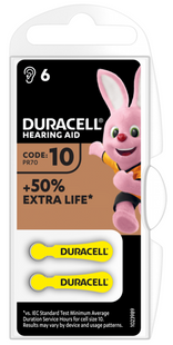 Duracell HA10 BL (5007510/5011445) &mdash; Батарейки Zinc-air 10 (PR70), 6 шт., блістер 1-31673 фото