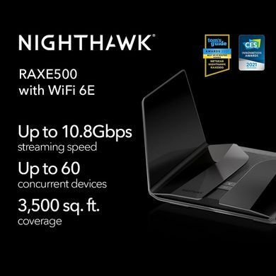 Роутер Netgear Nighthawk Wi-Fi 6E Router (RAXE500) &mdash; Маршрутизатор Wi-Fi 6E AXE11000, 2.4/5/6 ГГц, 4хLAN, 2хWAN/LAN, 2хUSB (Б/В) 9-14898 фото