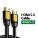 Ugreen 10115 &mdash; Кабель HDMI M-M, 1.0 м, V2.0 Round Cable 4K, HD101 UGREEN Чорний+Жовтий 1-60256 фото 4