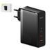 Baseus GaN5 Pro CCGP100201 &mdash; Мережевий зарядний пристрій Quick Charge, 140 Вт, 220 В, з кабелем USB тип-C до USB тип-C, 3 порти, чорний 1-34870 фото 1