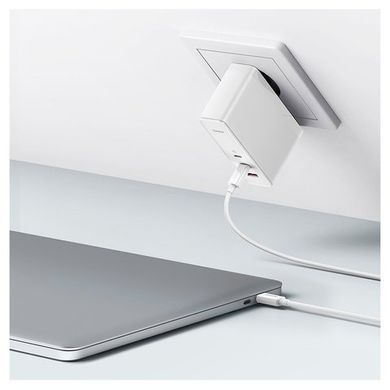Baseus GaN5 Pro CCGP100202 &mdash; Мережевий зарядний пристрій Quick Charge, 140 Вт, 220 В, з кабелем USB тип-C до USB тип-C, 3 порти, білий 1-34871 фото