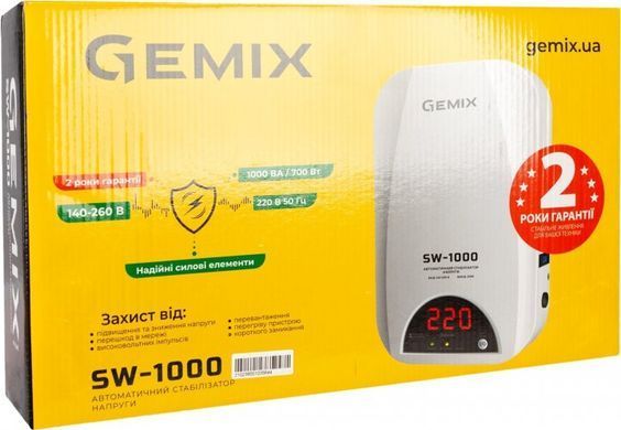 Gemix SW-1000 &mdash; Стабілізатор напруги релейний цифровий 700 Вт 1-17768 фото