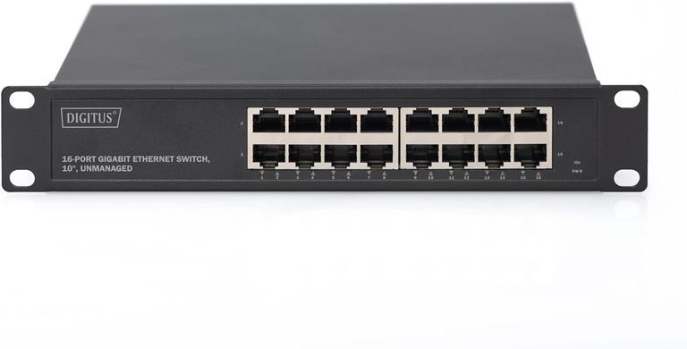 Сетевой коммутатор Digitus DN-80115 &mdash; Коммутатор неуправляемый 16 х GbE монтируемый в стойку 32 Гбит/с (Витрина) 9-10901 фото