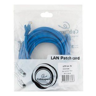 Патч корд литий, UTP, cat.5е, 50u "штекер із клямкою", 5 м, синій Cablexpert PP12-5M/B 695143 фото