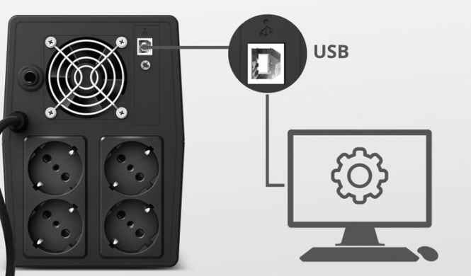 Джерело безперебійного живлення Trust 23505 &mdash; ДБЖ Paxxon 1500 ВА, 4хSchuko, 230В, USB 1-21630 фото
