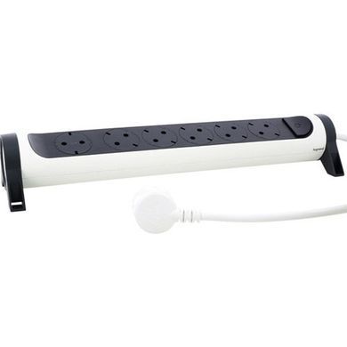 Legrand 694539 &mdash; Удлинитель ПРЕМИУМ 6х2К+З розеток 16 А, поворотный, кабель 3 м, белый/черный 1-26621 фото