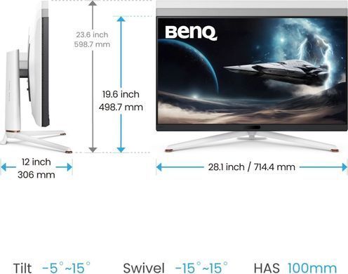 BenQ EX321UX White &mdash; Монитор 32", IPS, 3840x2160, 144 Гц, 1 мс, 3xHDMI, 1хDP, USB-хаб (9H.LM7LB.QBE) 1-57401 фото