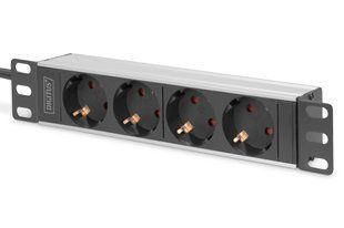 Digitus DN-95418 &mdash; Блок розеток, 4xSchuko, 16A, 230 В, кабель 2м, 10" 1U, чорний 1-55040 фото