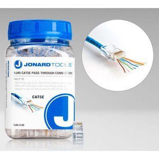 Jonard JIC-RJ45-5100 &mdash; Коннекторы RJ45 сквозные CAT5e для одно и многожильных проводников (100 шт.) 1-29161 фото