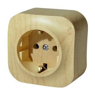 Legrand 782271 &mdash; Розетка Quteo 2К+З немецкий стандарт, 1 п, винтовые клеммы, IP20, дерево, сосна 1-26733 фото