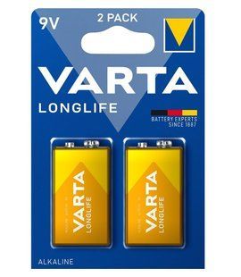 Varta 04122101412 &mdash; Батарейка LONGLIFE лужна 6LR61(6LF22, MN1604, MX1604, Крона) блістер, 2 шт. 1-66449 фото